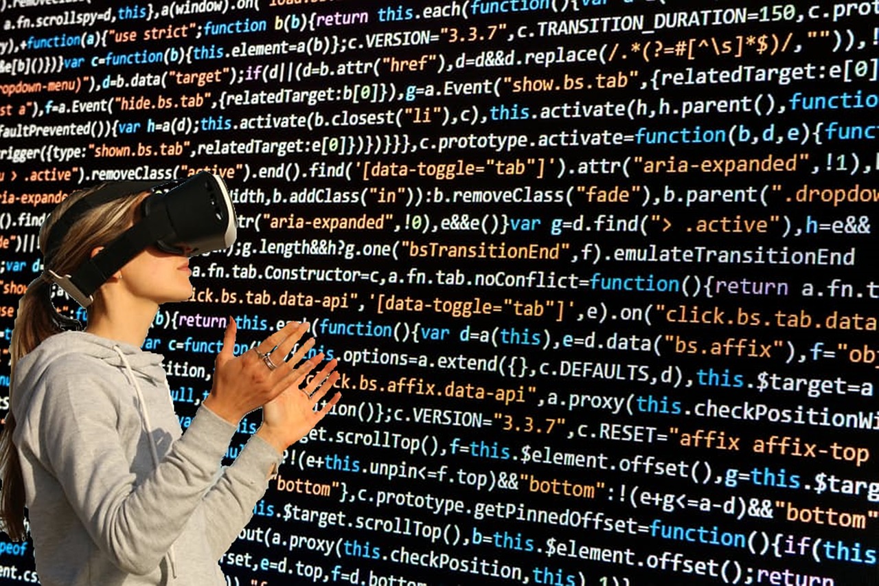 Woman on a vr gear